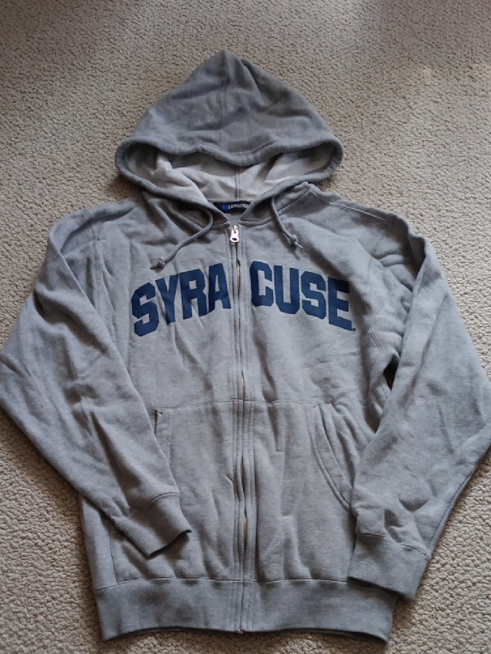 Mens Gray Zippered Syracuse Hoodie Sweatshirt - Size XS